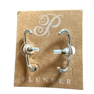 Plunder Silver Curved Bar Hoop Earrings